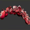 Red Roses Bouquet in Arc Shape for Decorative Living Space with Dark Background Reflection
