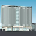 Modern Office Building With Glass Facade Vertical Lines And Entrance Design