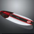 Stylish Kids Surfboard With Red Black White Colors And Carbon Fiber Design