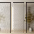 Modern Three Panel Glass Room Dividers With Distinct Lattice Patterns For Interior Decoration