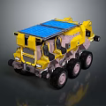 Yellow Solar Powered Exploration Rover With Large Wheels And Blue Panels 3d model