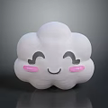 White Cloud Shaped Plush Toy With Smiling Face Curved Eyes And Pink Cheeks