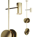 Modern Golden Brass Wall Sconce With Sleek Circular Elements And Metallic Finish 3d model