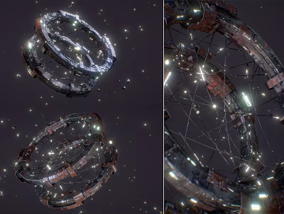 Futuristic Industrial Equipment With Circular Metallic Structure And Glowing Mechanical Parts 3d model