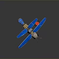 Blue Winged Model Aircraft With Multiple Wings And Detailed Engine Body Design