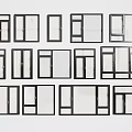 Different Home Window Designs With Black Frames And Glass Panels 3d model