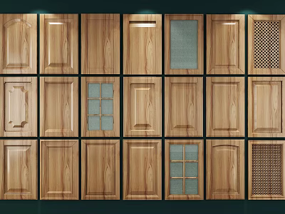 Diverse Wooden Cabinet Door Styles Featuring Panel Glass And Grid Designs 3d model