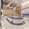 Elegant Luxury Millennium Star Jewelry Shop Golden Facade Design With Exquisite Warm Decorative Lighting