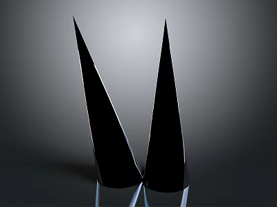 Game Movie Character With Black Spiked Ears And Glossy Surface In Gray Gradient 3d model