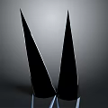 Game Movie Character With Black Spiked Ears And Glossy Surface In Gray Gradient