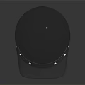 Black Protective Helmet With Visor Brim Metal Rivets Ventilation Slits And Red Logo