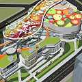 Commercial Landscape Plan With Green Spaces Pedestrian Walkways And Modern Buildings
