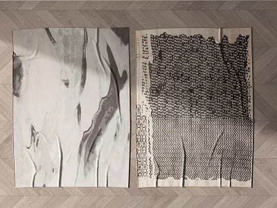 Square Rugs With Abstract Black White Patterns And Intricate Line Designs 3d model