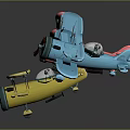 Colorful Toy Biplanes In Red Yellow Blue Arranged On Dark Background
