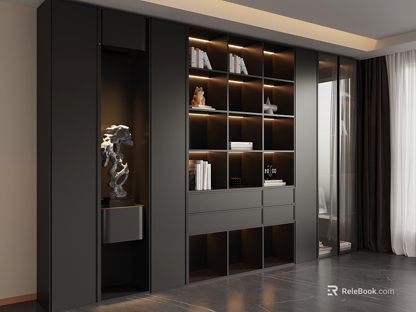 New Chinese-style bookcase texture