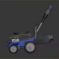 Blue Push Lawn Mower With Engine Wheels And Blue Handle Design Structure 3d model