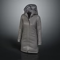 Long Gray Hooded Quilted Puffer Jacket Warm Winter Outerwear Fashion Design