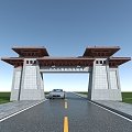 Chinese style scenic spot gate head archway 3d model