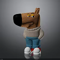 Stuffed Dog Toy With Orange Body Black Nose Beige Sweater Blue Pants White Red Shoes