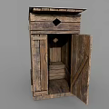 Rustic Wooden Structure with Open Door and Interior Steps in Vintage Design 3d model