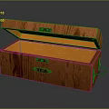 Open Wooden Tea Box Featuring Orange Interior Wooden Texture And Metal Latches Handles
