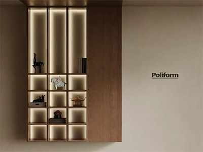 Elegant Modern Wooden Tea Cabinet With LED Lighting And Decorative Shelves 3d model