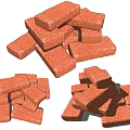 Multiple Stacked Red Bricks as Essential Construction Building Components