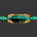Green and Gold Fantasy Sword with Ornate Hilt and Decorative Blade Design
