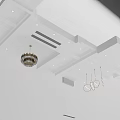 White Ceiling Design With Recessed Lighting Decorative Moldings Central Chandelier And Circular Pendant Decorations