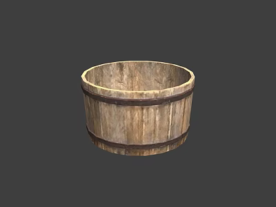 Rustic Wooden Barrel Shaped Decorative Ornament Set With Metal Bands For Home Decor 3d model