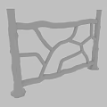 Rustic Brown Wooden Railing With Natural Branch Design And Sturdy Support Posts 3d model