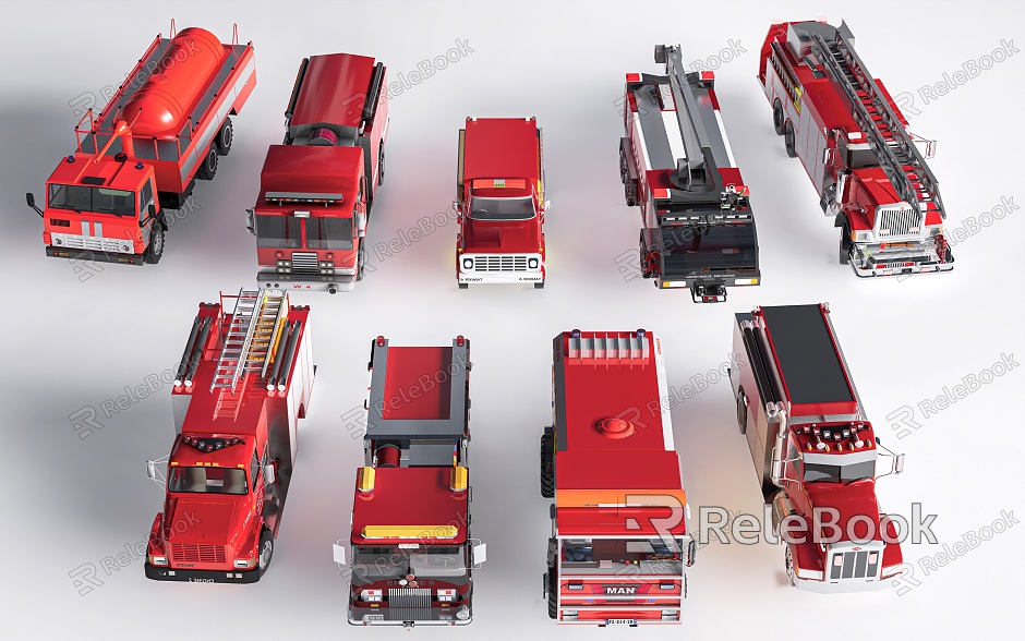 Modern fire truck rescue truck train extinguishing model