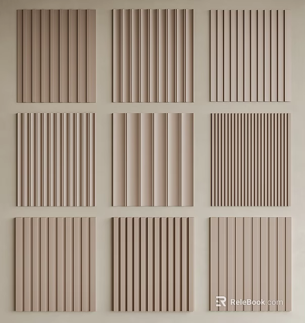 Various Slat Wall Panels with Different Designs for Home Interior Decoration 3d model 