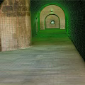 Ancient Stone Arcade Passageway With Arched Doorways And Stone Slab Floor 3d model