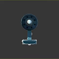 Modern Architectural 3D Design Element Featuring Blue Circular Structure with White Textured Center and Elongated Base