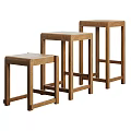 Minimalist Wooden Bar Stools In Different Heights With Brown Beige Color Options