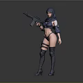 Tactical Female Warrior In Hijab Holding Rifle With Thigh Straps And Boots