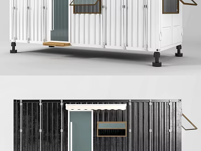 Modern Container Building Design With White Black Exterior Door And Windows 3d model