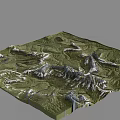 Scenic Mountain Landscape With Snow Capped Peaks And Green Rolling Terrain