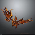 Dragon Like Creature With Red And Orange Flame Decorations Wings And Intricate Patterns 3d model