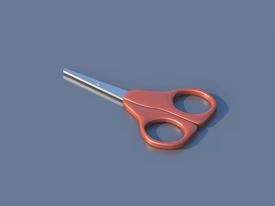 Orange Scissors With Round Handles And Silver Blades For Household Use 3d model