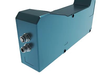 Blue Industrial Device Featuring Two Side Connectors And Sturdy Casing 3d model