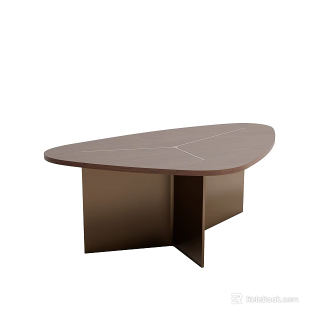 Modern Oval Dining Table with Wooden Surface and Geometric Supportive Legs Design 3d model