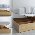 Modern Wooden Double Bed with Built in Storage Drawers for Bedroom Organization