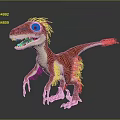 Animated Cartoon Dinosaur Character With Red White Body And Yellow Eyes