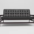 Modern Black Tufted Multi-seater Sofa with Wooden Frame and Buttoned Backrest 3d model