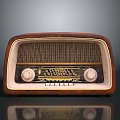 Vintage Retro Radio Design With Wooden Case Front Grille And Control Knobs