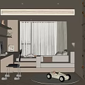 Kids Room Interior With Desk Chair Sofa Bed Toy Car And Wall Decor