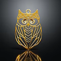 Decorative Ornament Set With Gold Owl Shaped Hollow Out Shiny Design Craft