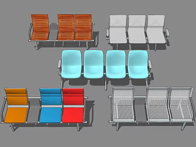 Stylish Public Chairs In Various Colors And Modern Designs For Public Areas 3d model
